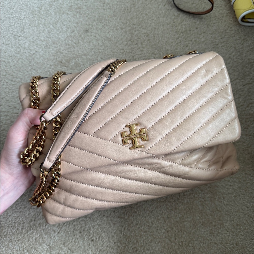 Tory Burch Beige Kira Chevron Shoulder Bag